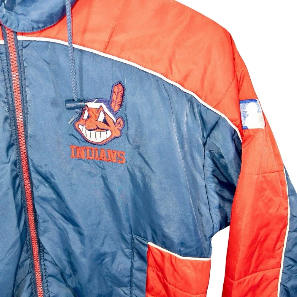 Vintage Pro Player‎ Cleveland Indians Guardians Puffer Jacket Mens Medium MLB